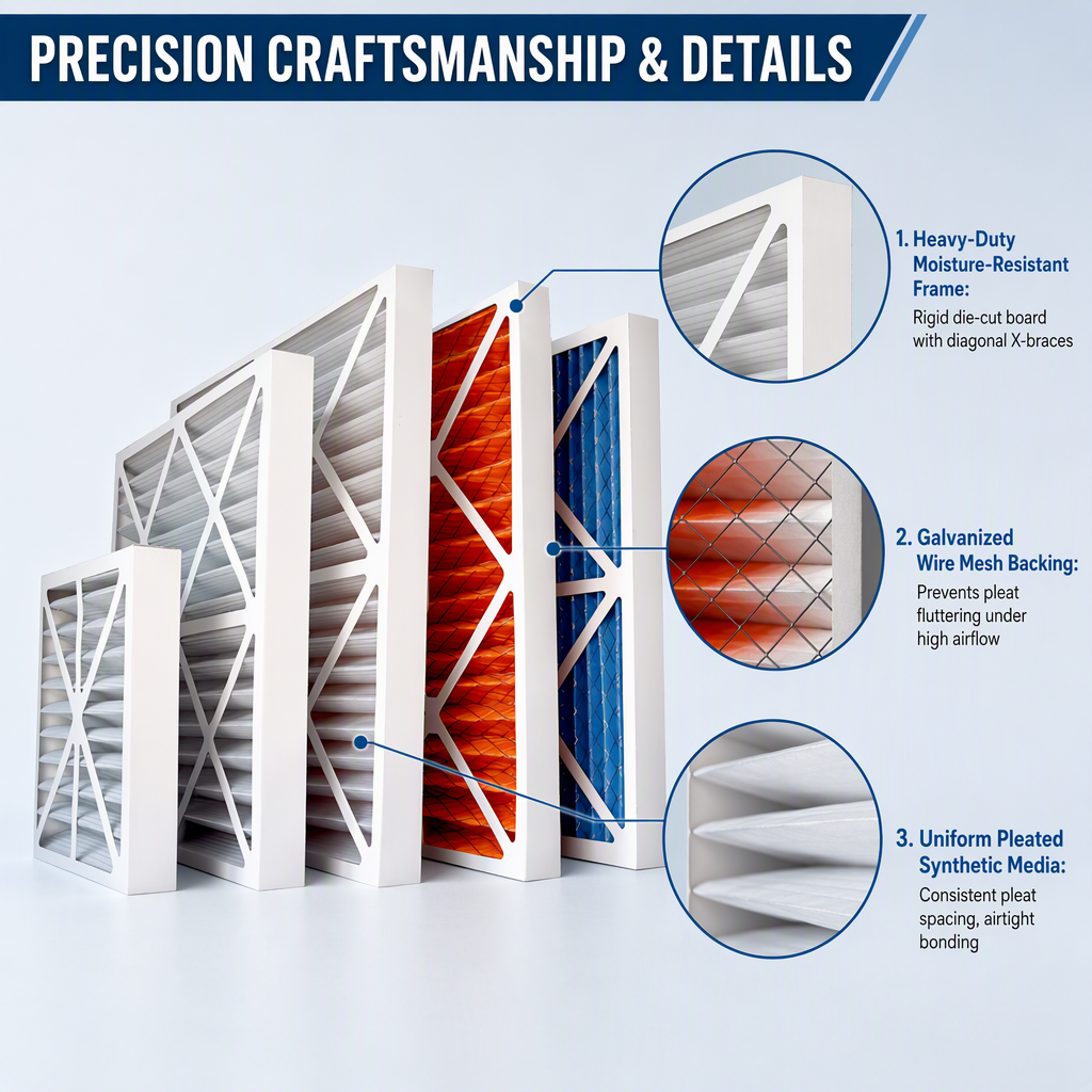 GUANLIN primary paper frame filter, G3 G4 pleated panel for HVAC pre-filtration and equipment protection.