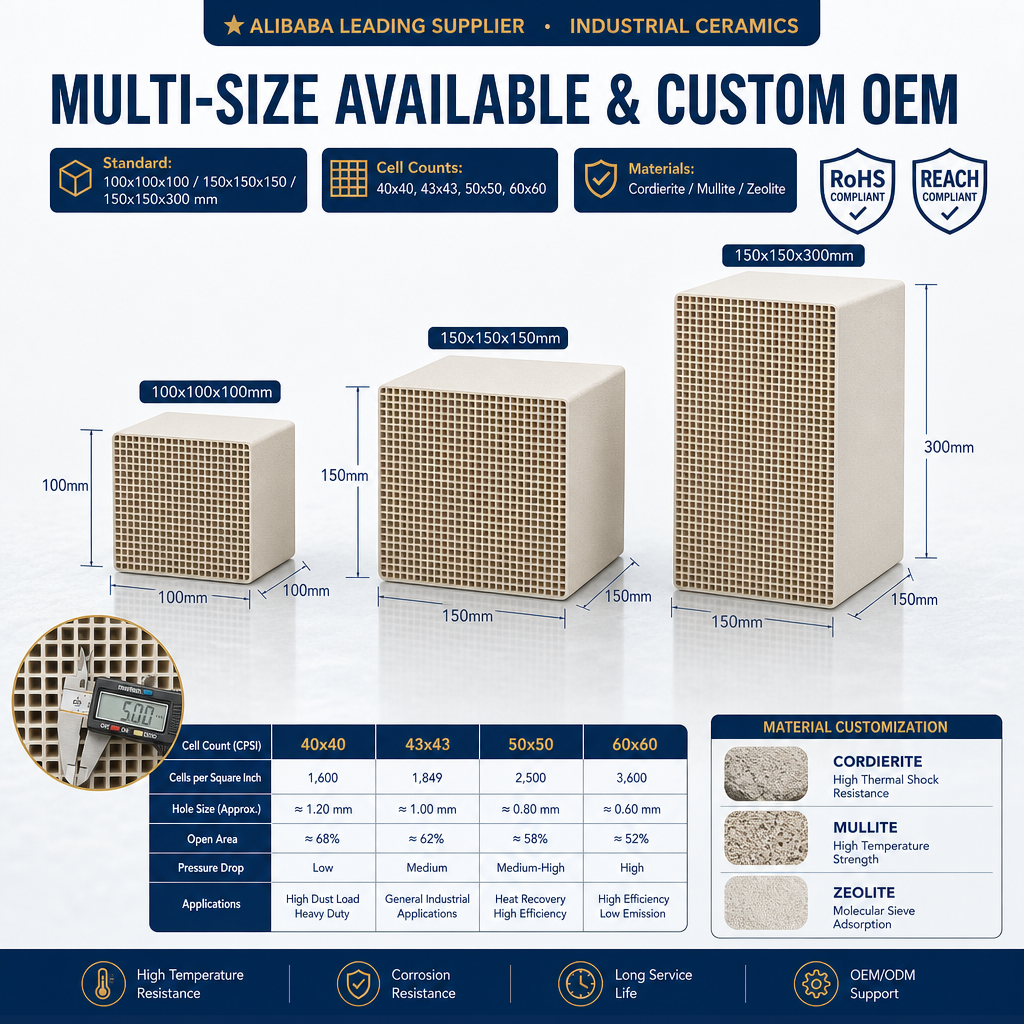 Honeycomb ceramic installation
