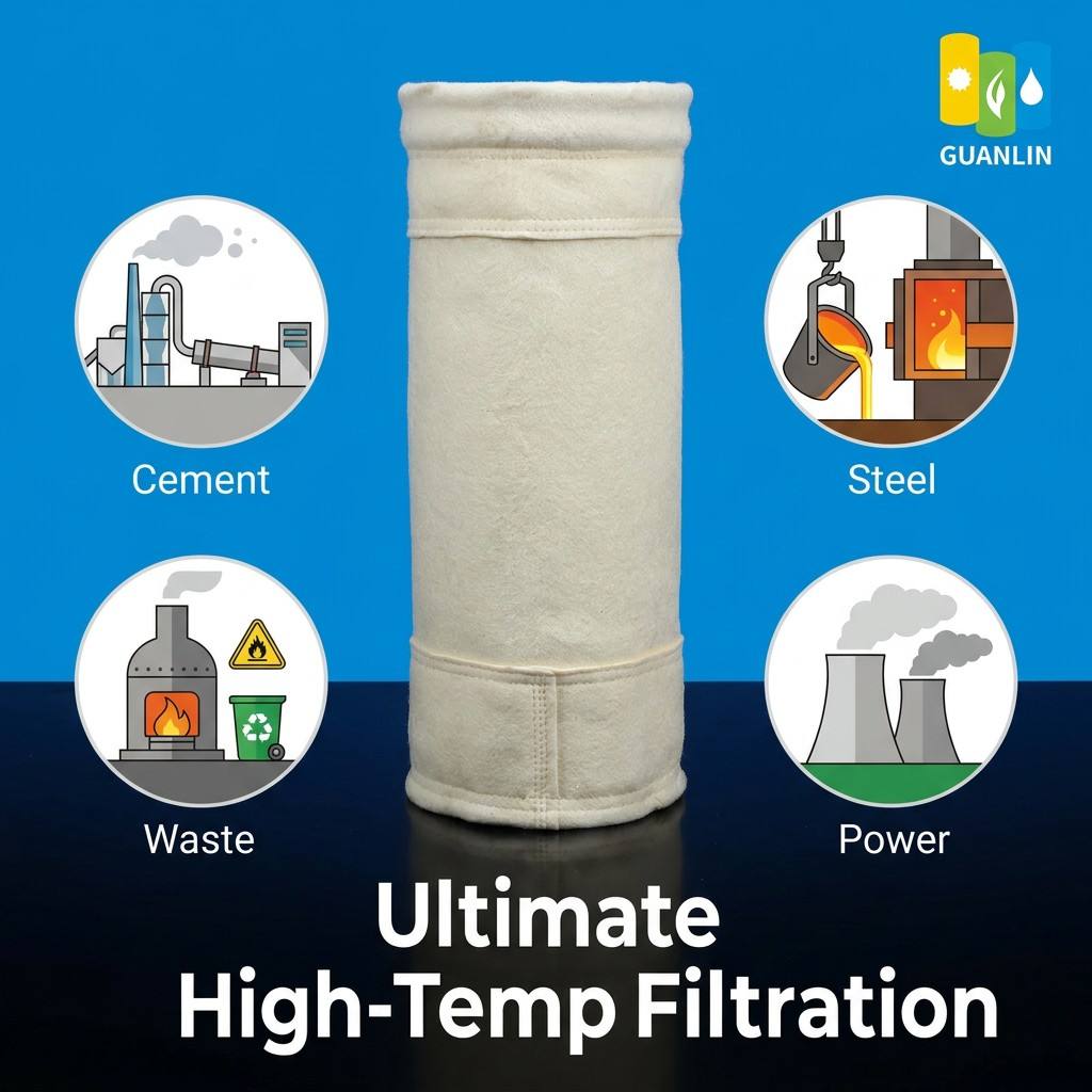 Blended Glass Fiber Filter Bag High Temperature Resistant Anti-corrosion Industrial Cement Kiln Dust Collector Bag