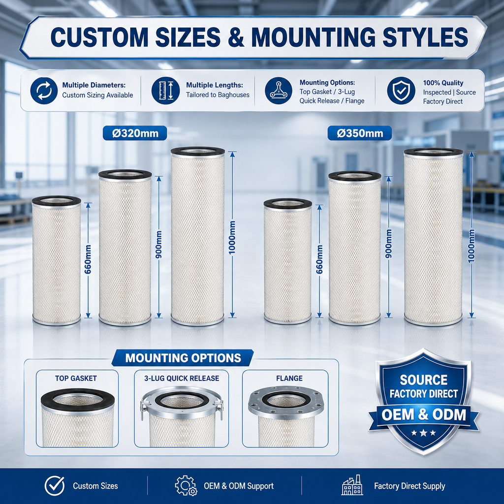 GUANLIN nano fibre filter cartridge, high efficiency pleated element for fine fume and sub-micron dust capture.