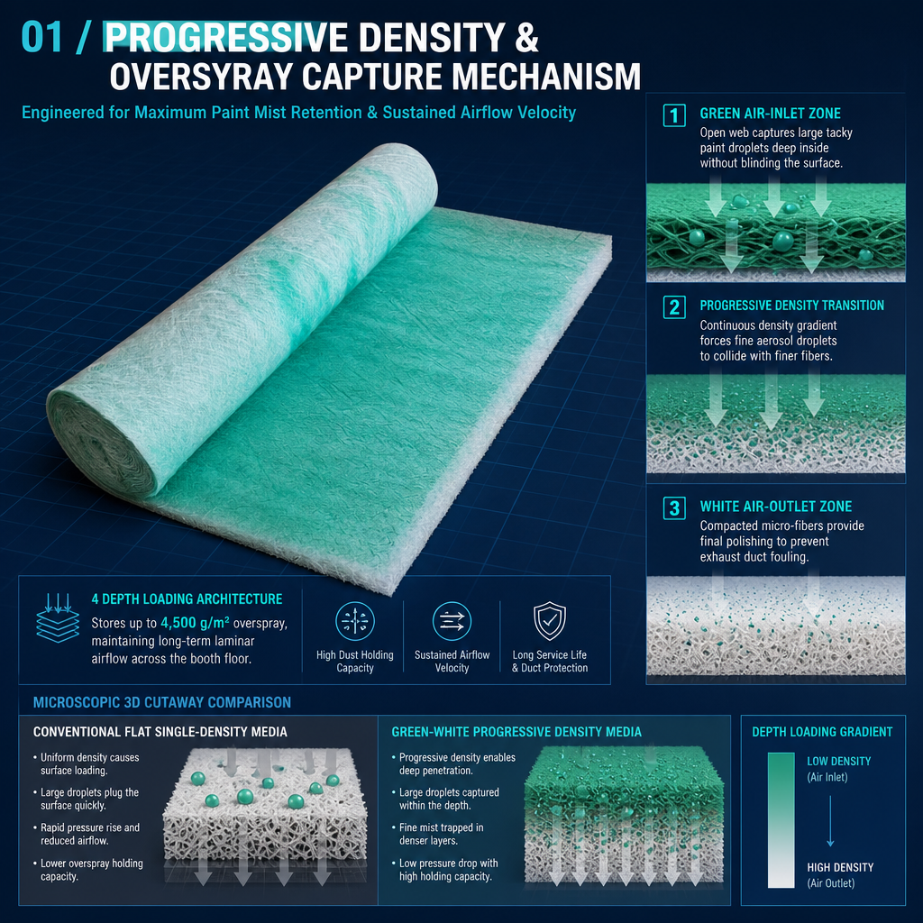 Paint mist filter cotton structure