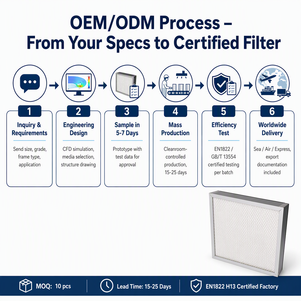 H13 Hepa Filter 99.95% @0.3μm Clean Room Air Filter Pharmaceutical Workshop Terminal Filtration Filter