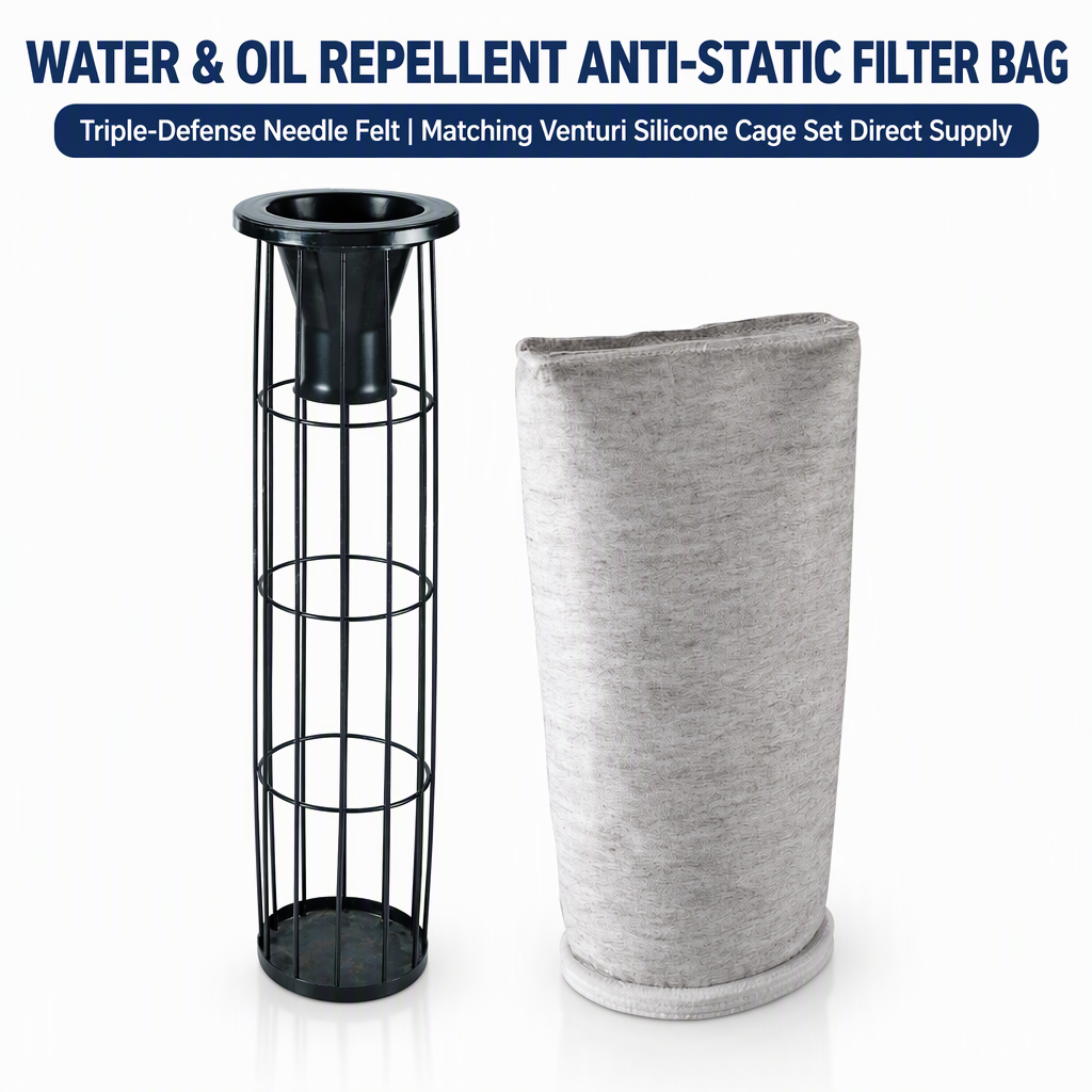 GUANLIN water & oil repellent anti-static filter bags, 130°C temperature resistance, for woodworking, flour mill, cement and coal powder dust collection.