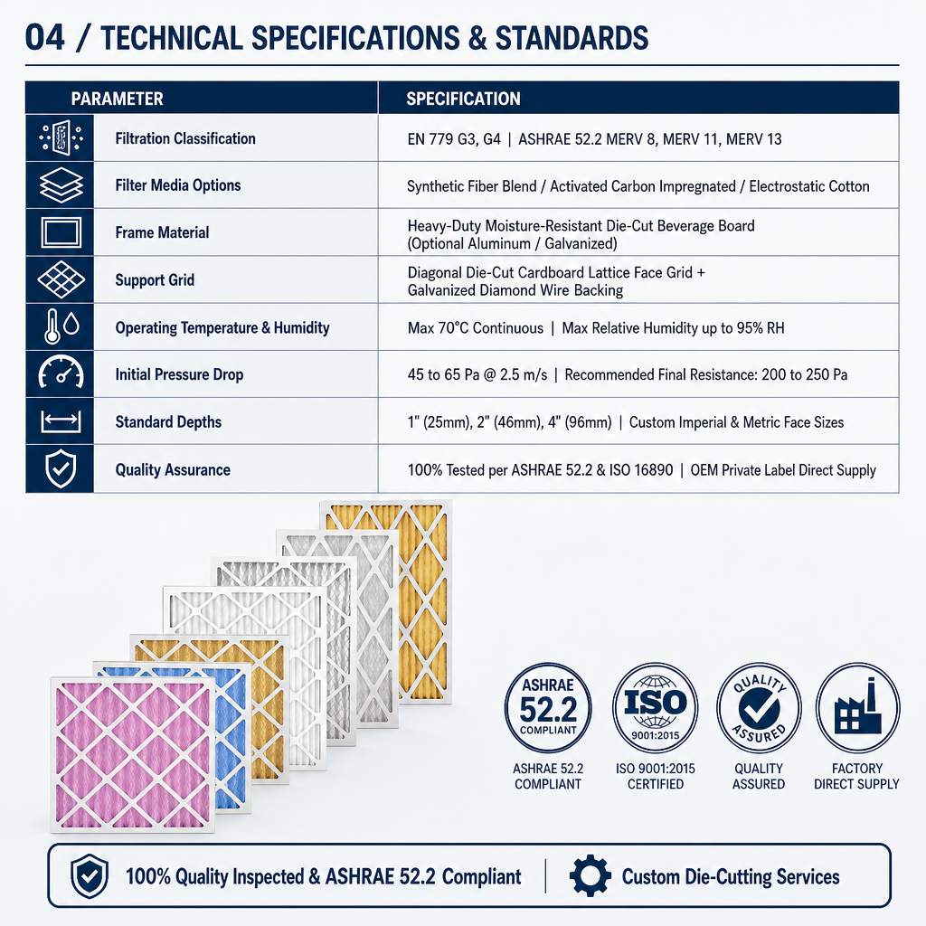 G4 paper frame filter specifications
