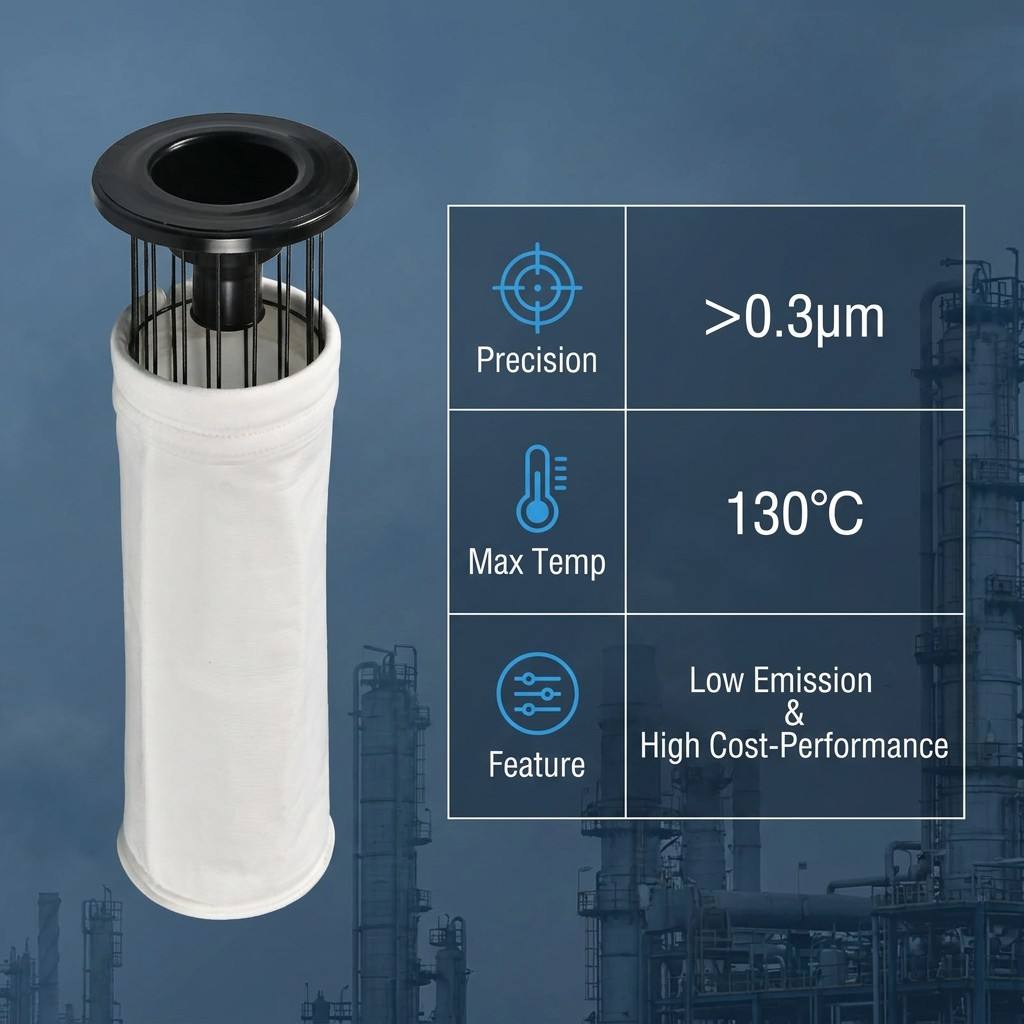 Anti-stick Waterproof PTFE Polyester Filter Bag No Dust Embedding Industrial Humid Dust Removal Bag