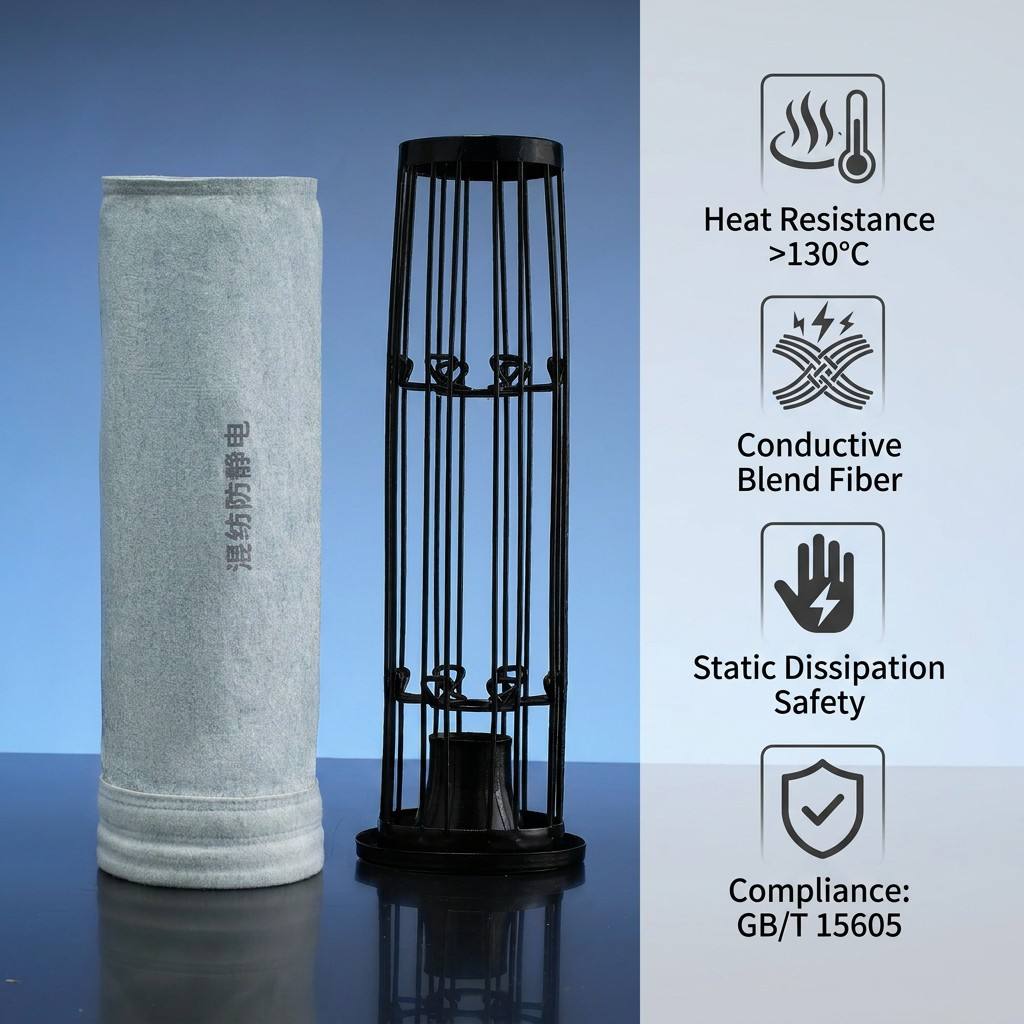 Dust Anti-adhesion Blended Antistatic Dust Bag Stable Air Volume Pulse Jet Baghouse Filter Sleeve