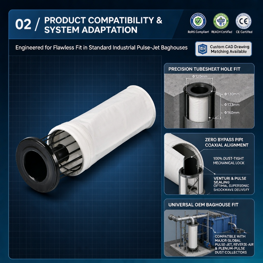 PTFE membrane filter bag dust release performance