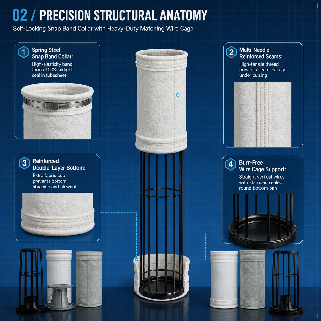 Bag and cage set compatibility with baghouse systems