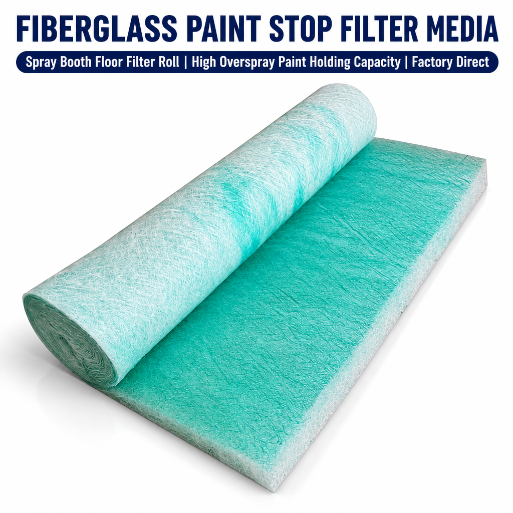 Paint mist filter installed in booth