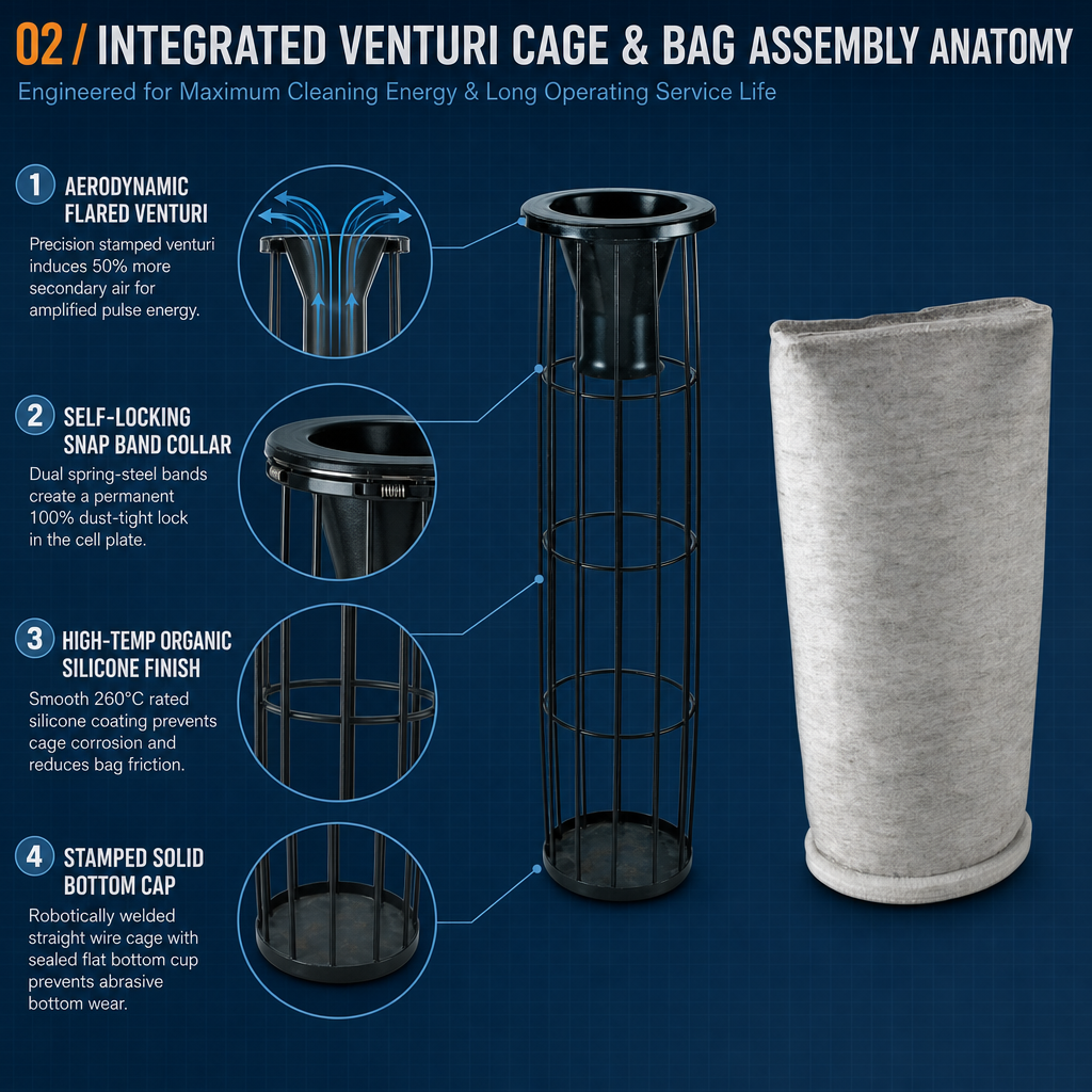 Integrated high efficiency venturi and cleaning performance