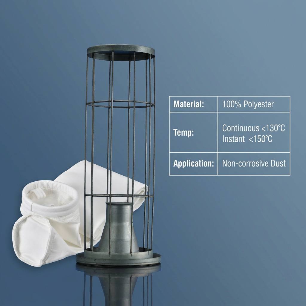 Economical Polyester Filter Bag Stable 99.5% Filtration Efficiency General Industrial Normal Temperature Dust Removal