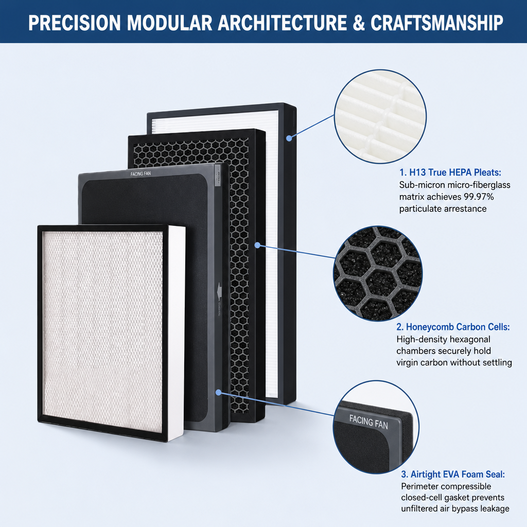 GUANLIN industrial VOC removal filter, activated carbon panel for solvent and odour control in factory ventilation.