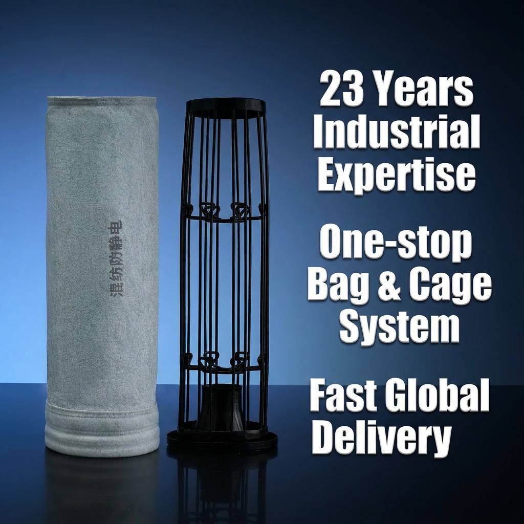 Medium Temp Blended Antistatic Filter Bag Anti-static Uniform Conduction For Slightly High Temp Dust Working Condition