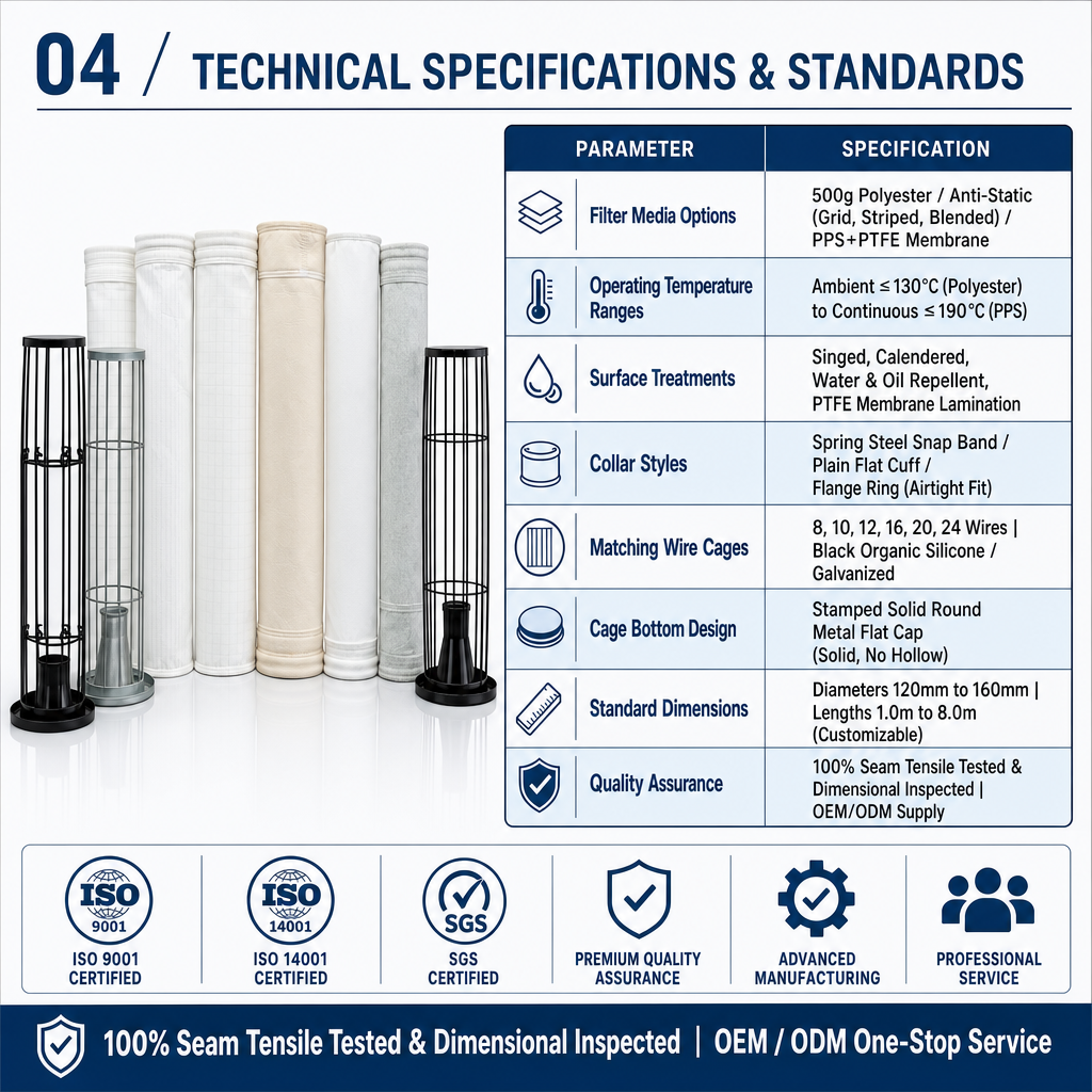 Bag and cage set technical parameter specifications