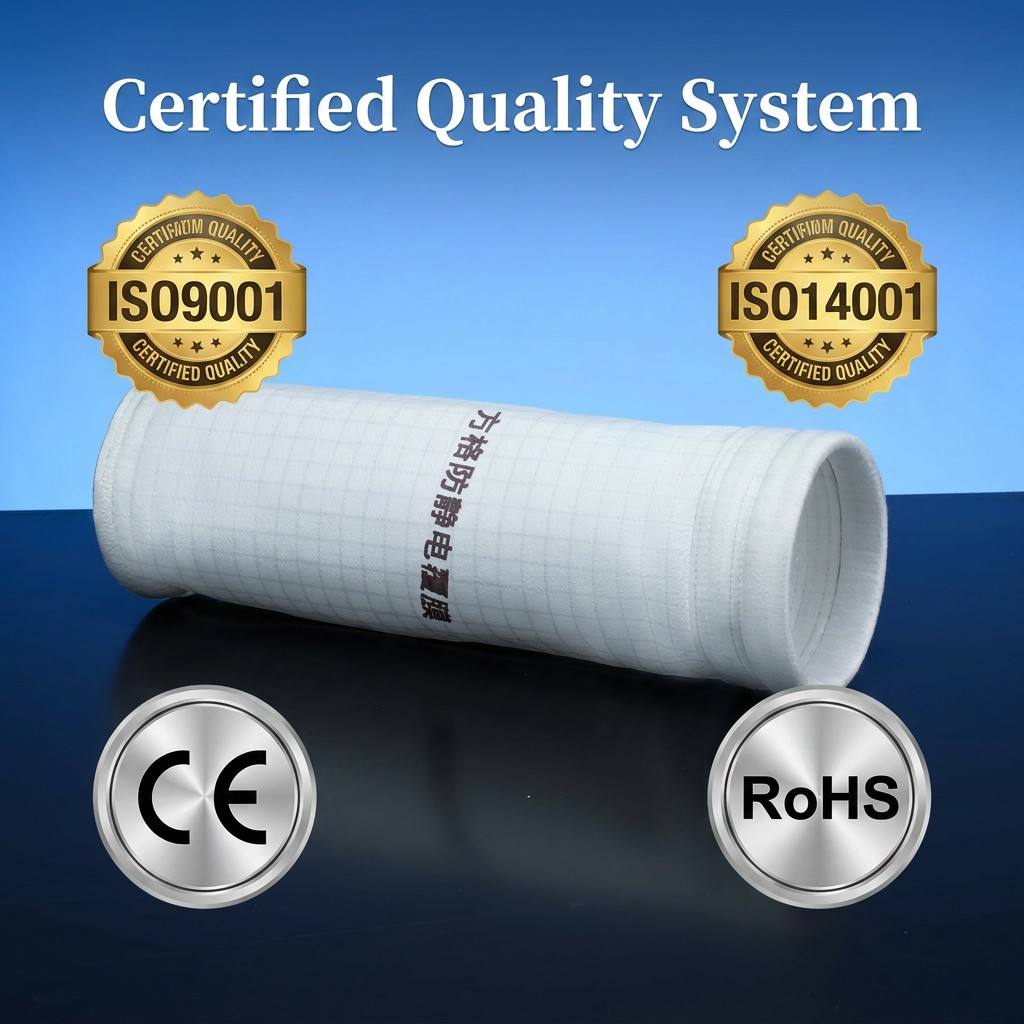Heat & Corrosion Resistant Grid Antistatic PTFE Membrane Filter Bag For Industrial Flue Gas Dust Removal