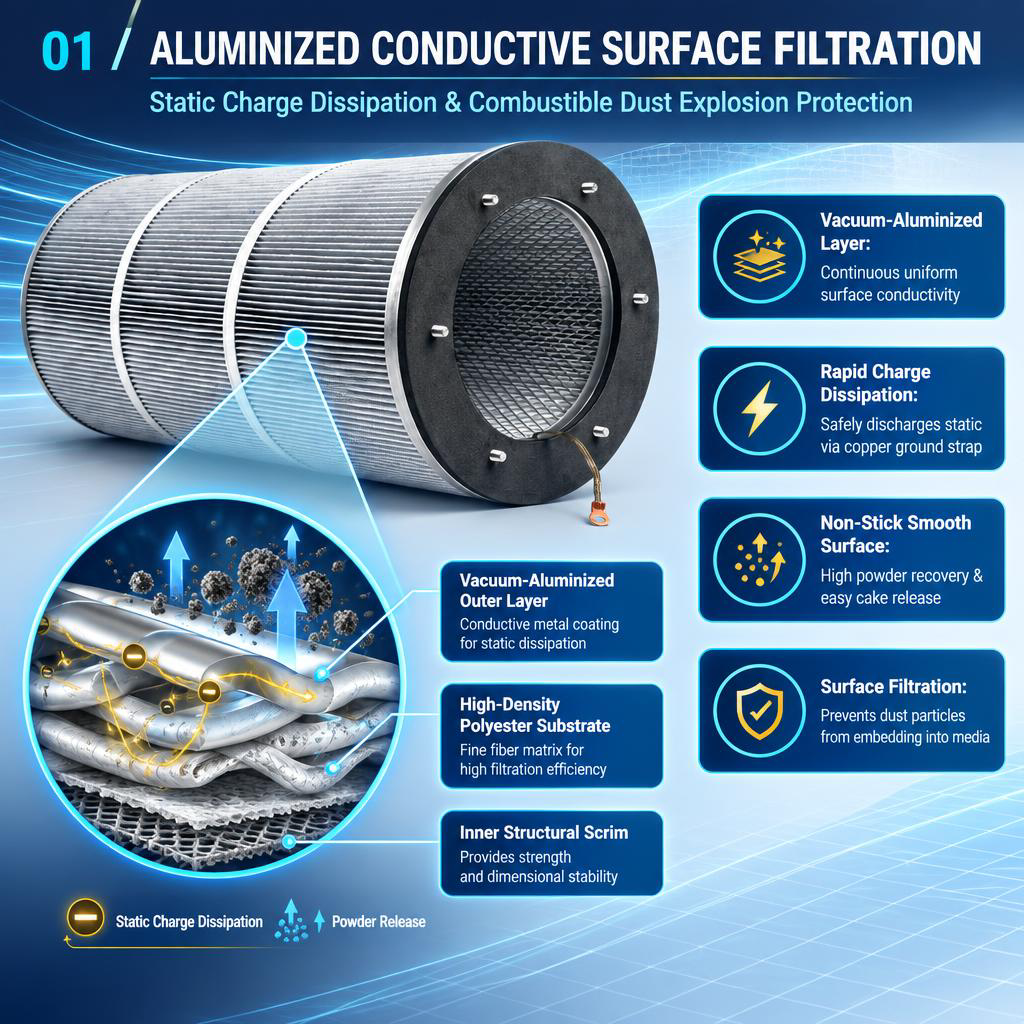 Aluminised anti-static cartridge structure