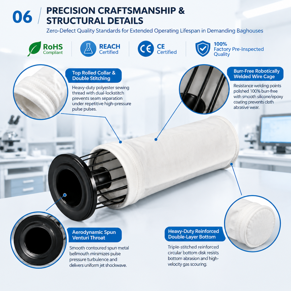 PTFE membrane filter bag packaging and quality control