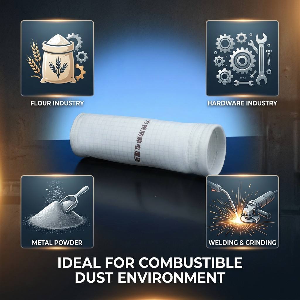 Factory Custom Grid Antistatic PTFE Membrane Filter Bag Various Size Industrial Dust Collector Filter Bag