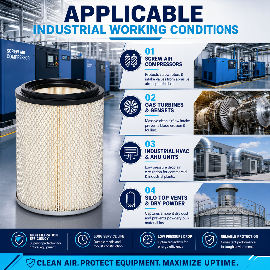 GUANLIN industrial paper cartridge filter, cost effective pleated element for general factory dust extraction.