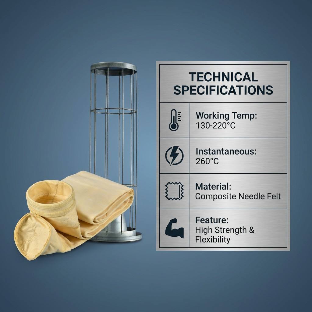 Cost Effective FMS Composite Filter Bag Replace PPS Nomex For Medium High Temperature Dust Working Condition