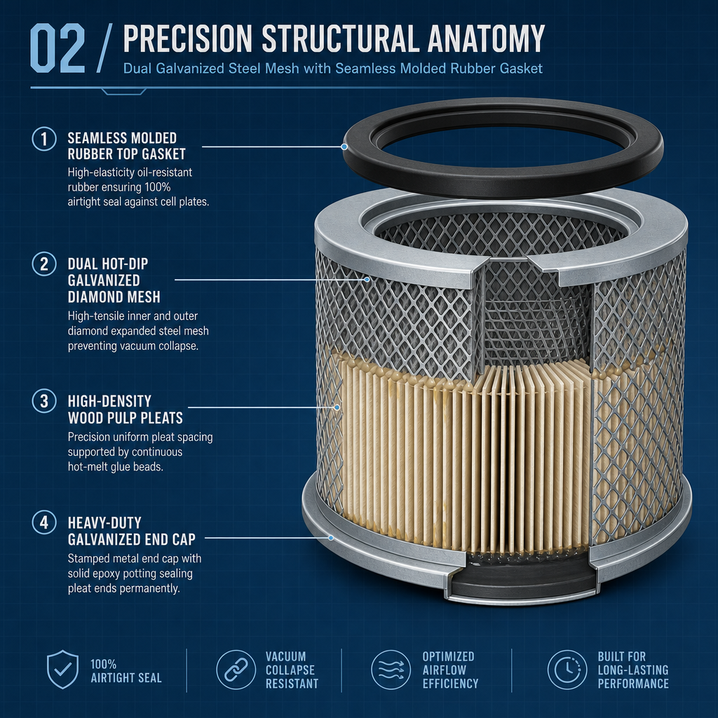 Wood pulp paper filter cartridge structure