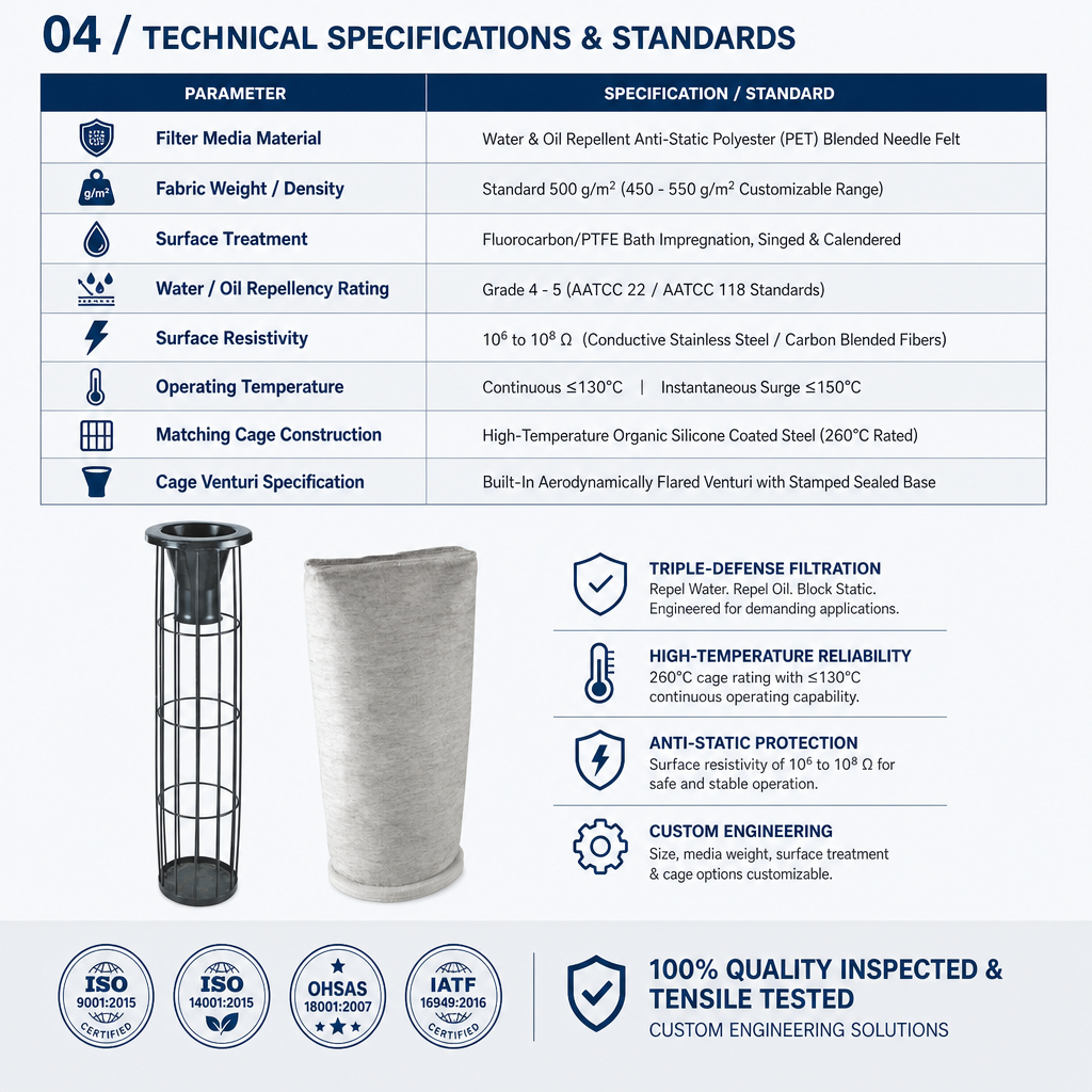 Triple defense filter bag technical parameter specifications