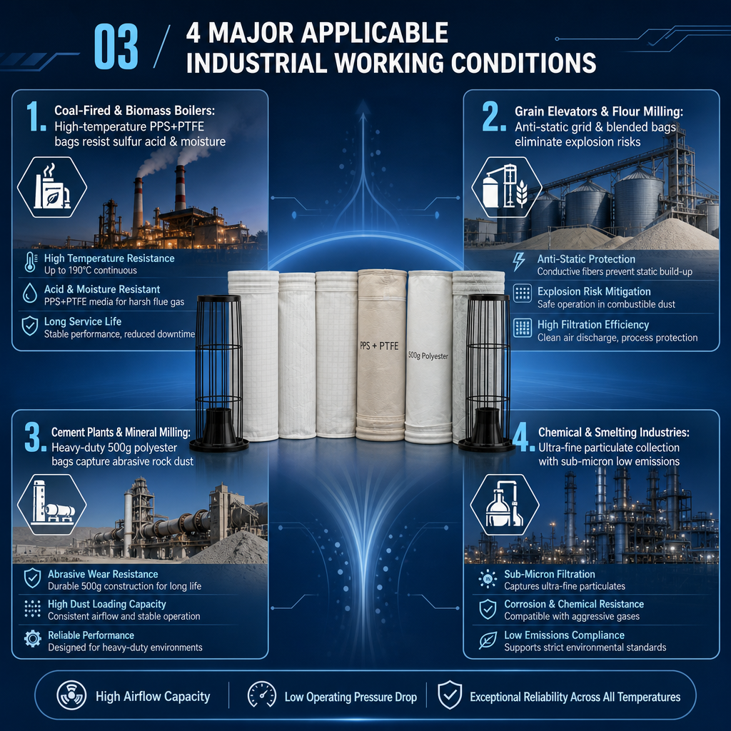 Bag and cage set application industries