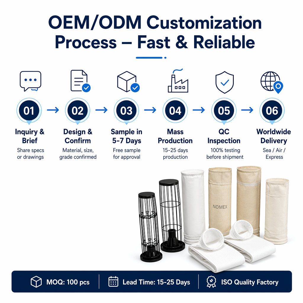 Grid Pattern Anti-Static Polyester Dust Filter Bag CE RoHS Certified Washable for Industrial Pulse Jet Dust Collector System