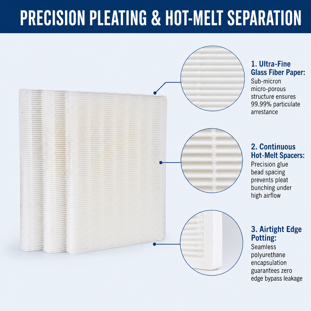 GUANLIN equipment intake air filter, frameless pleated element for compressors, blowers and control cabinets.