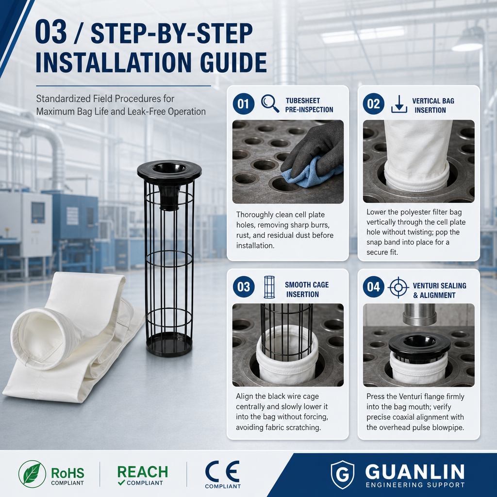 Step by step installation guide for polyester filter bags