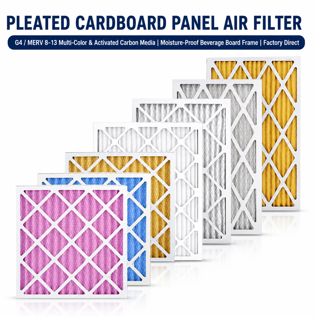 GUANLIN G4 primary efficiency paper frame filter, pleated panel pre-filter for AHU, HVAC and cleanroom supply air.