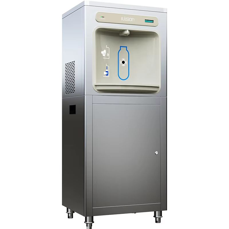 How does a commercial water dispenser improve hygiene in offices and factories?
