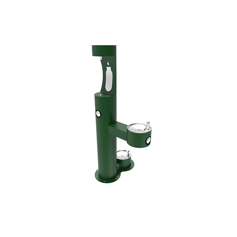 How does an outdoor drinking fountain withstand weather and vandalism risks?