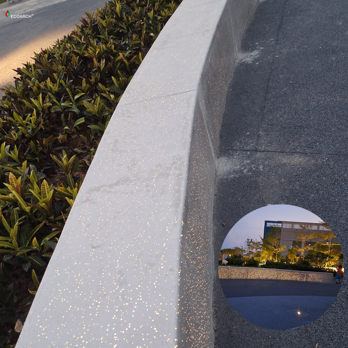 Park Translucent Concrete Bench: Day & Night Lighting Effect Display