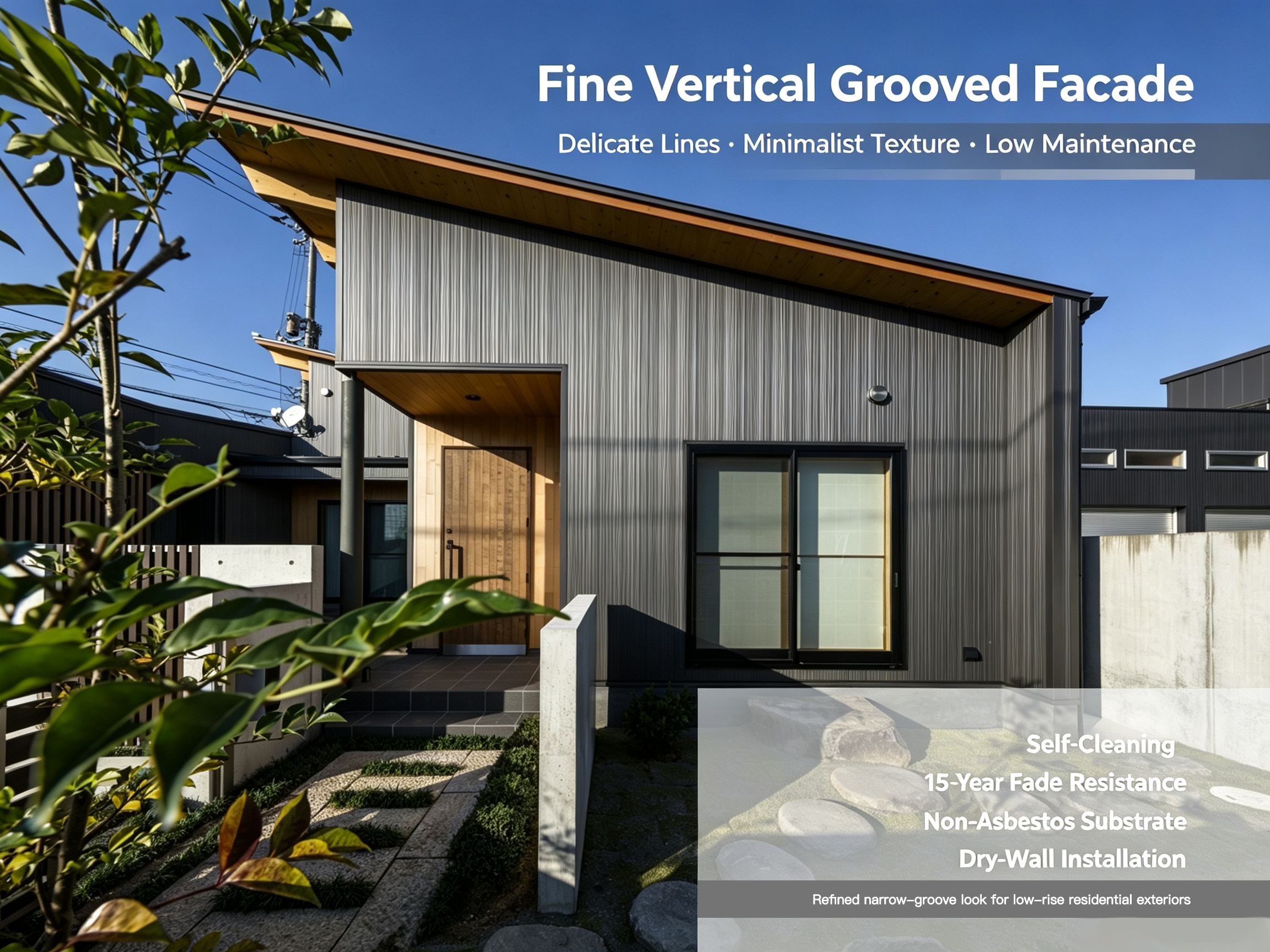 Refined narrow-groove look for low-rise residential exteriors.jpg