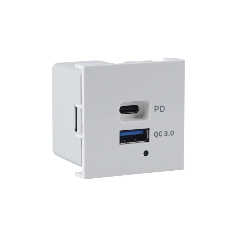 65W Dual Port Type A+C with PD QC3.0 Modular USB Charger Socket F21-QC6
