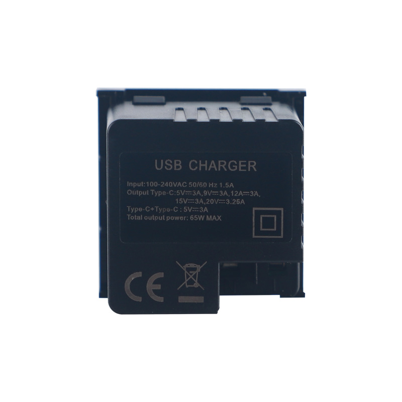 65W Dual Port Type C+C with PD Modular USB Charger Socket F21-QC8