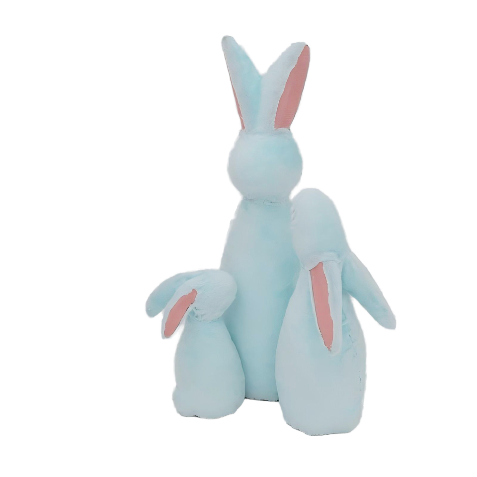 Pastel Flocked Bunny Rabbit med Lange Ører