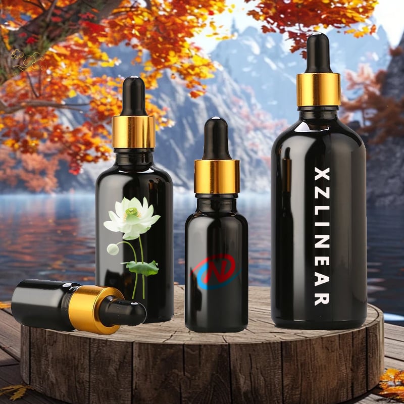 Наредна 5ml 10ml 15ml 20ml 30ml 50ml црна празна 100ml козметичка стакла етерична уља са капаком за капију