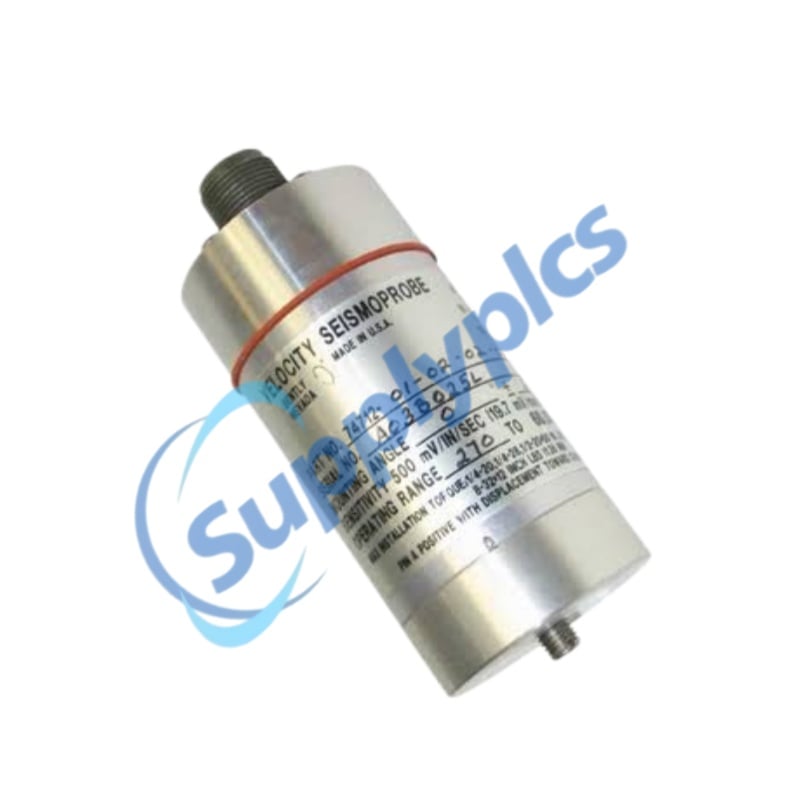 Transductor de velocidad de dos hilos y alta temperatura Seismoprobe Bently Nevada 74712, modelo 74712-01-11-02-00, ángulo de 0 grados, aislado, rosca M10 x 1, montaje superior