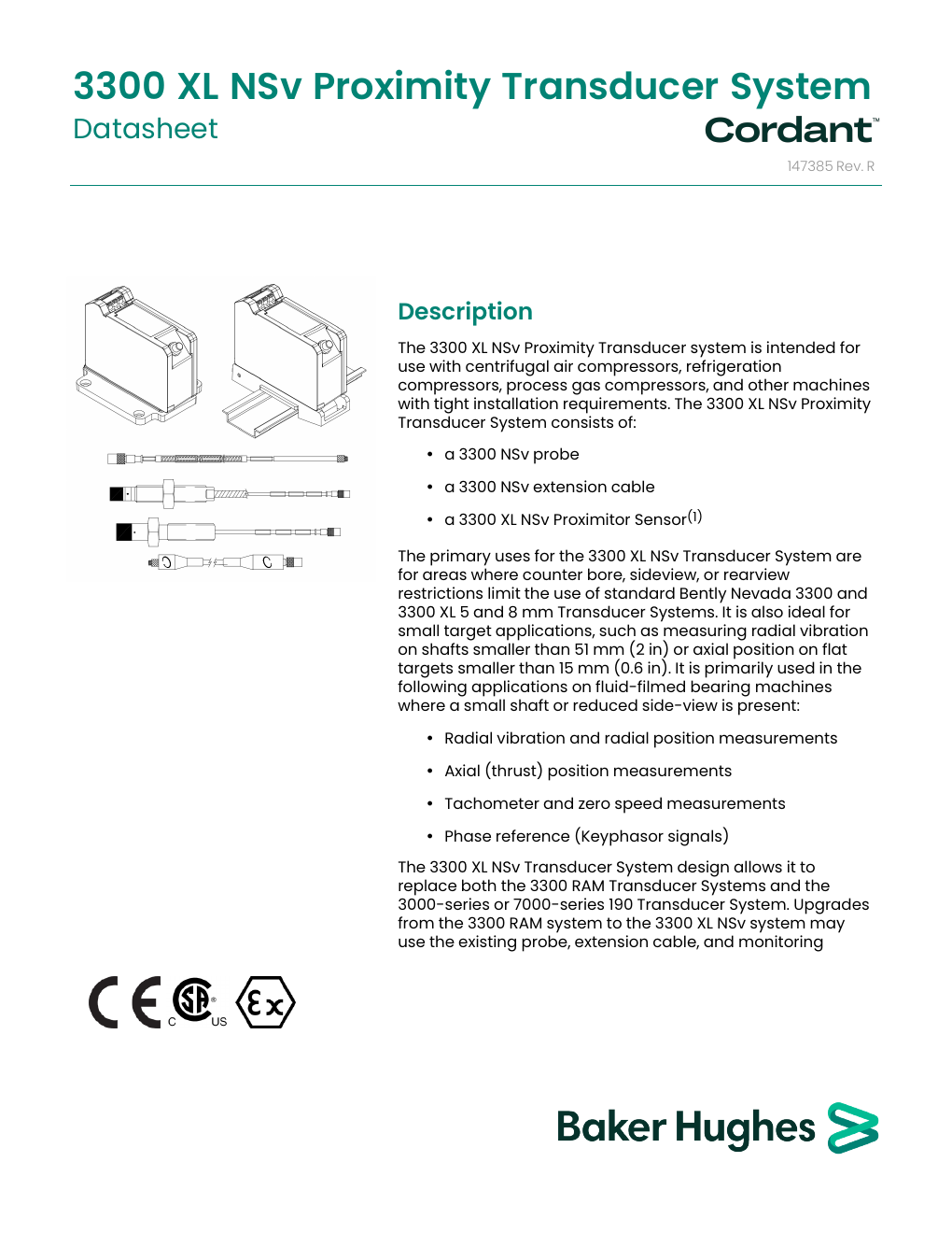 Baker Hughes Bently Nevada 3300 XL NSv proximity transducer system official diagram