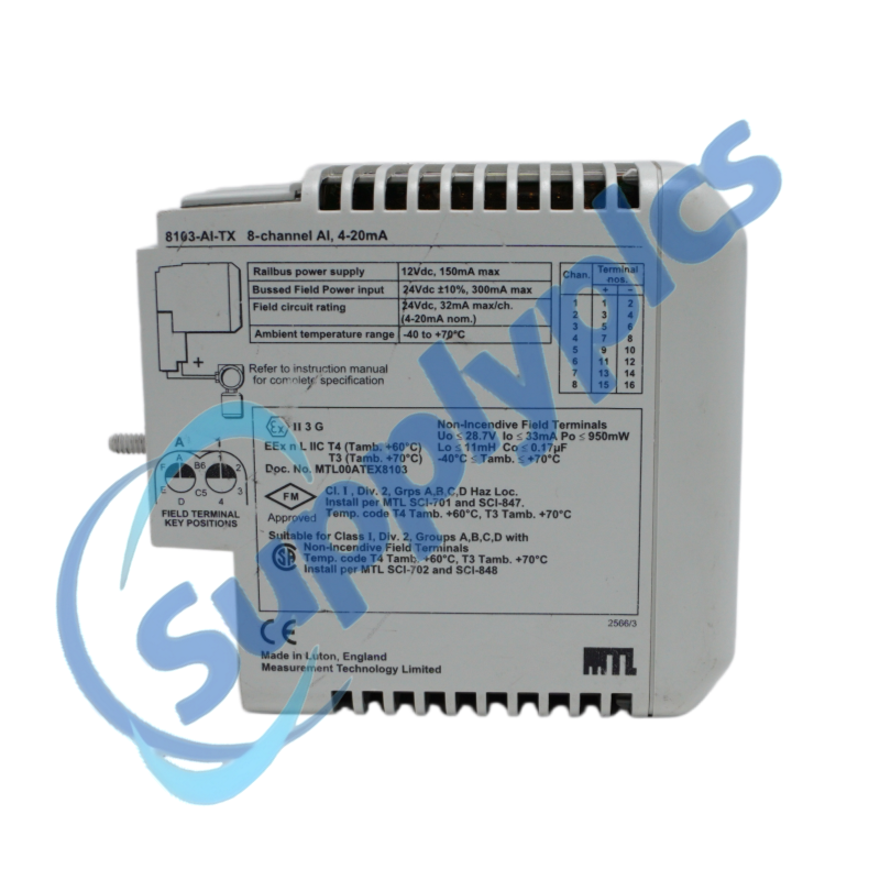 MTL Instruments 8103AI-TX / 8103-AI-TX 8-Channel Analog Input Module