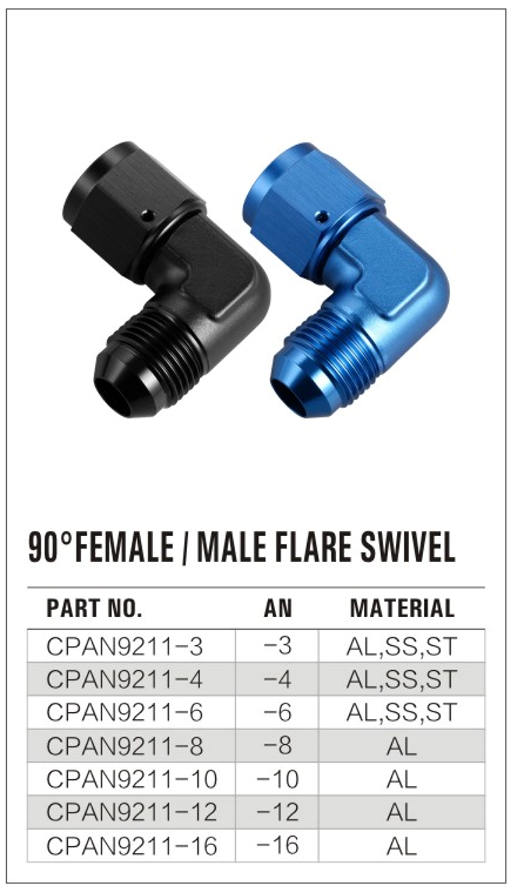 90° Male to Female AN Fitting manufacture