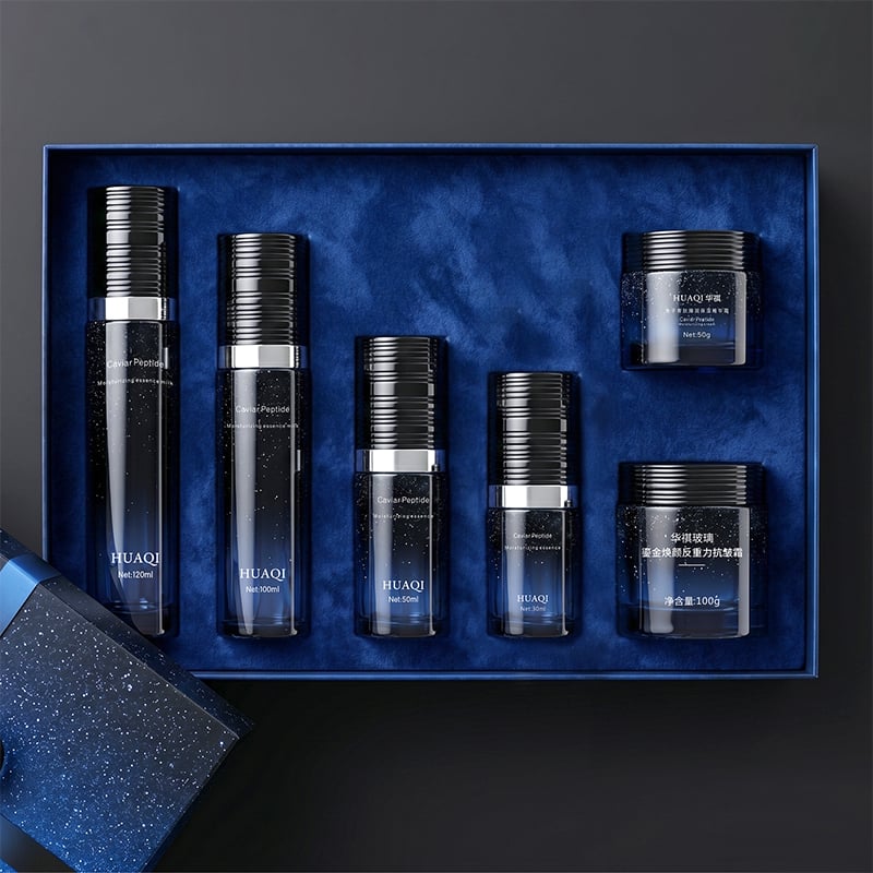 30-100ml Glass Skincare Bottle Set with Pump & Dropper