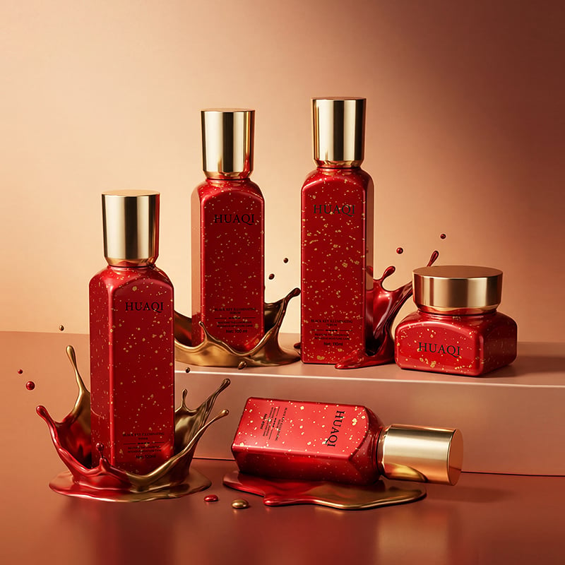 Ice flower paint glass cosmetic bottle set