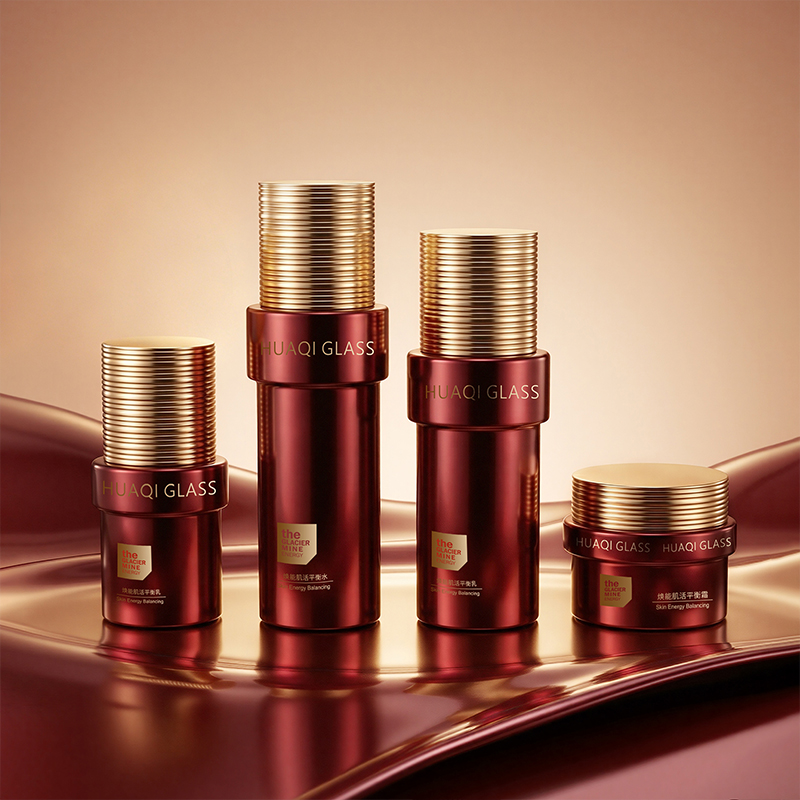 New Arrival Designer Style Luxury Glass Skincare Bottle Set for Skincare Serums Lotions