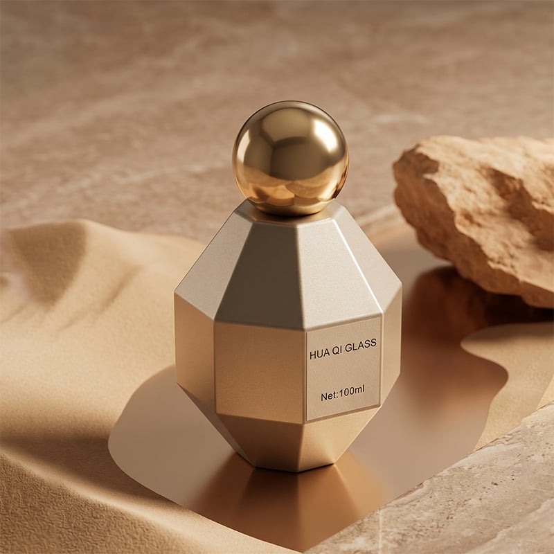 Factory Custom Irregular Shaped Glass Perfume Bottle Metal Screw Cap