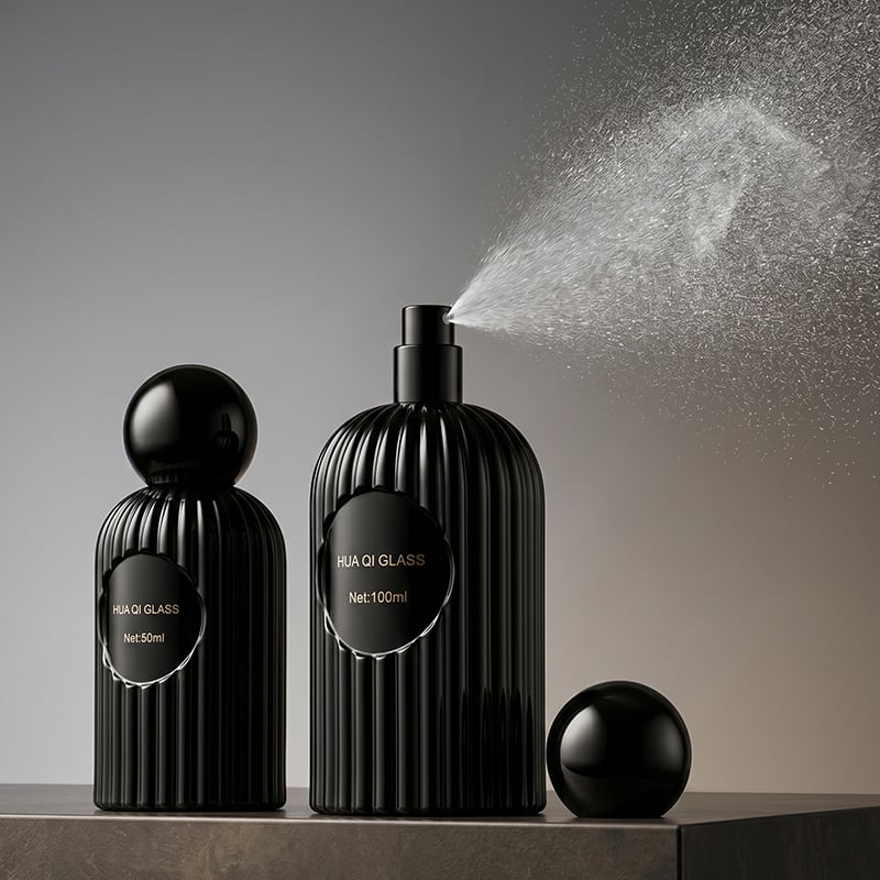 Matte Black Glass Perfume Bottle Empty Refillable Fragrance Spray Container