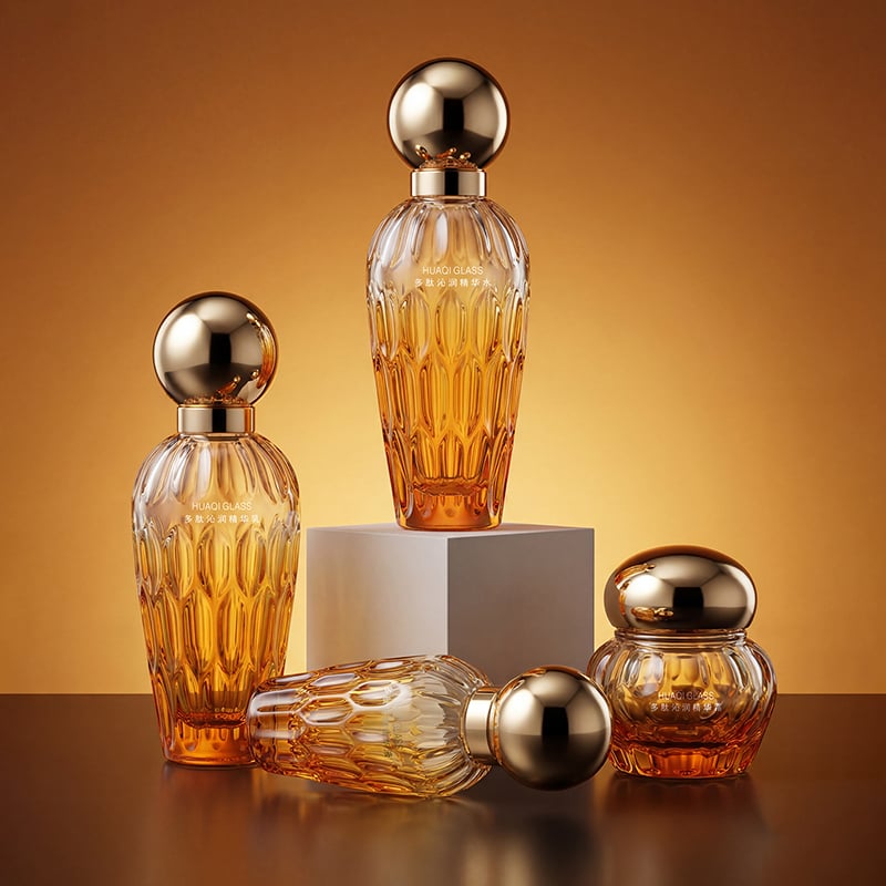 Premium Ice Crack Lacquer Glass Skincare Bottle Set