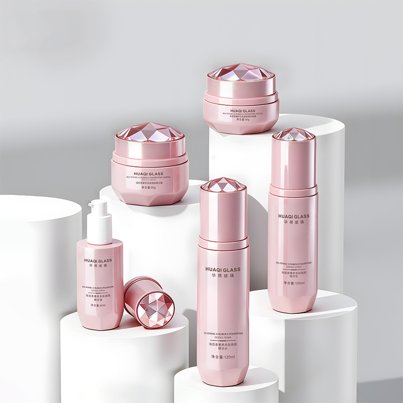 Luxury Refillable Electroplated Pink Glass Bottle